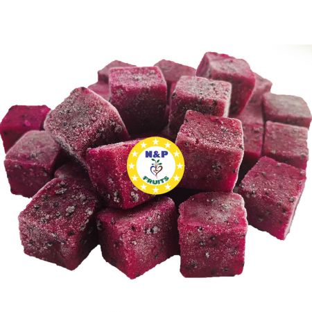 Frozen small square red dragon fruit
